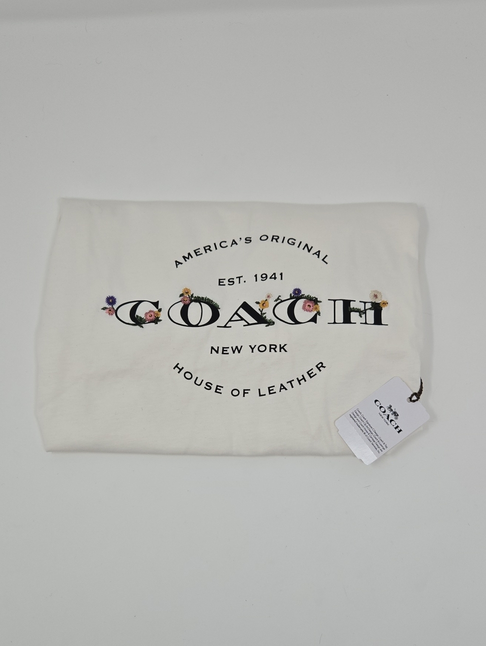 Coach NWT White Floral Logo Tee XS Embroidered Flowers F33867